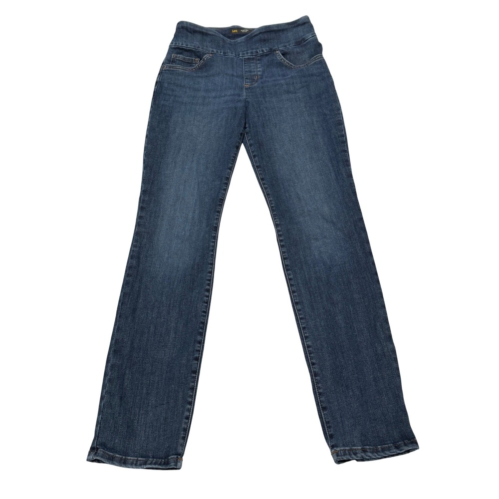 Lee Sculpting Slim Fit Slim Leg Mid Rise Pull On Jeans Blue Medium Wash 6M